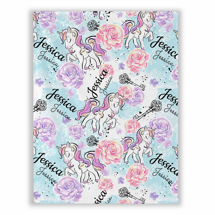 Custom Magical Unicorn With Name Blankets Crystal