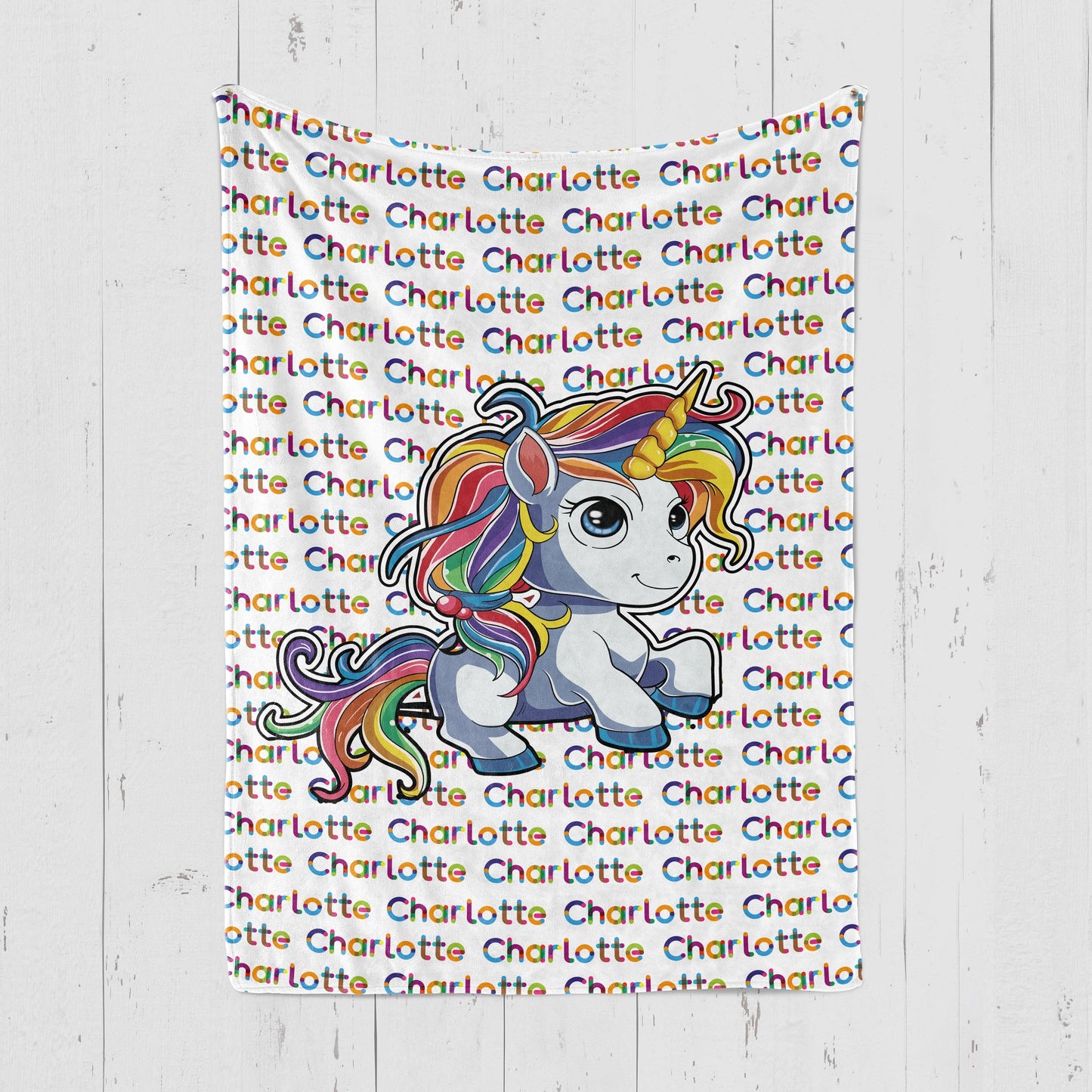 Custom Unicorn Colorful Name Blankets