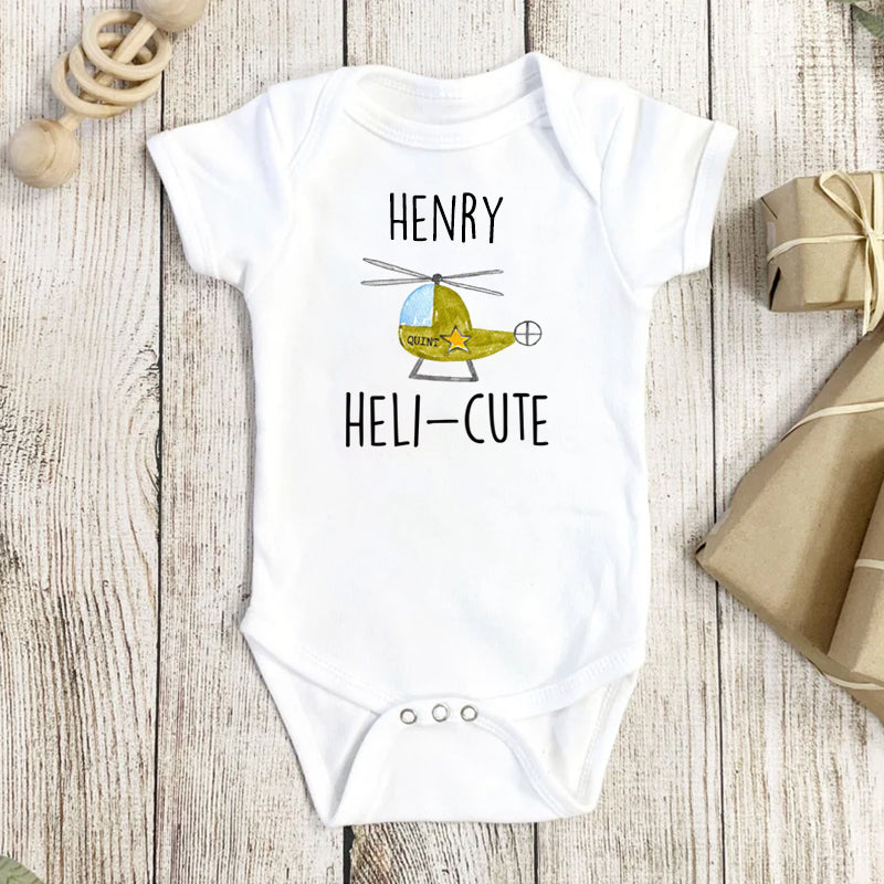 Personalized Baby Onesie Helihoper Yellow