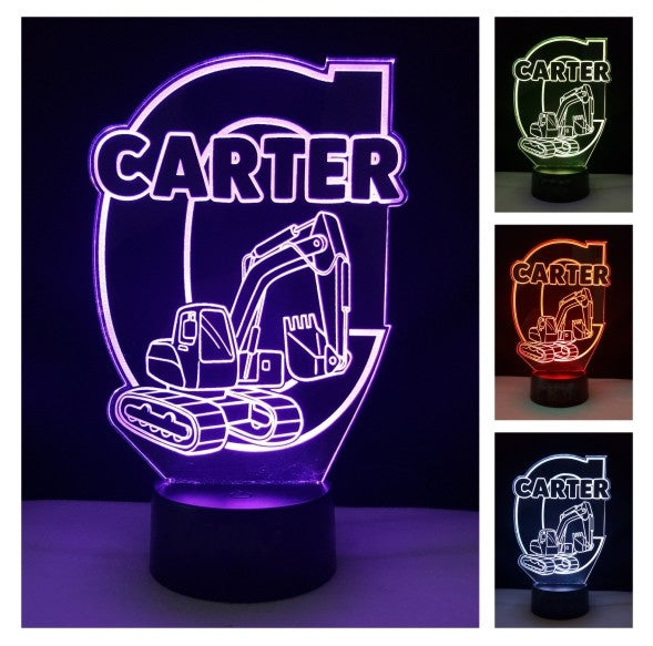 Personalized 7/16 Color Changing Night Light Excavator