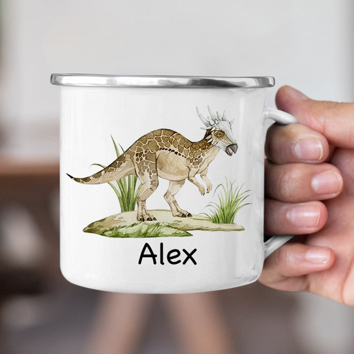 Personalized Multi Colors Rim Enamel Dinosaur Kids Mug | 22112811