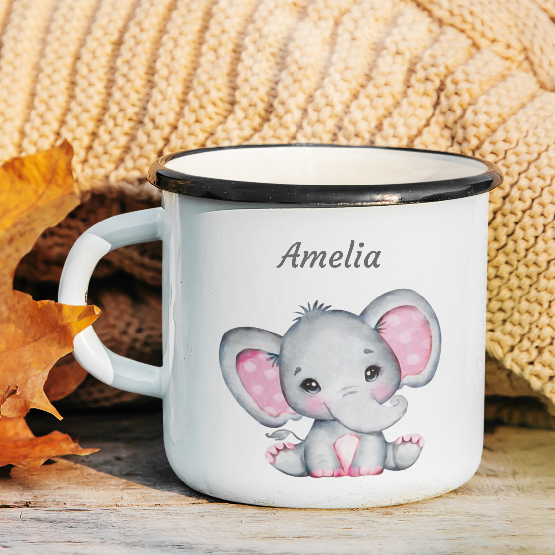 Personalized Enamel Elephant Kids Mug | 22111813