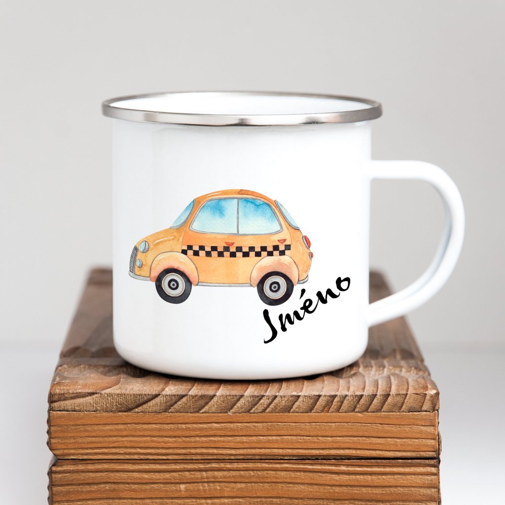 Personalized Enamel Mug Taxi Multi Colors Rim