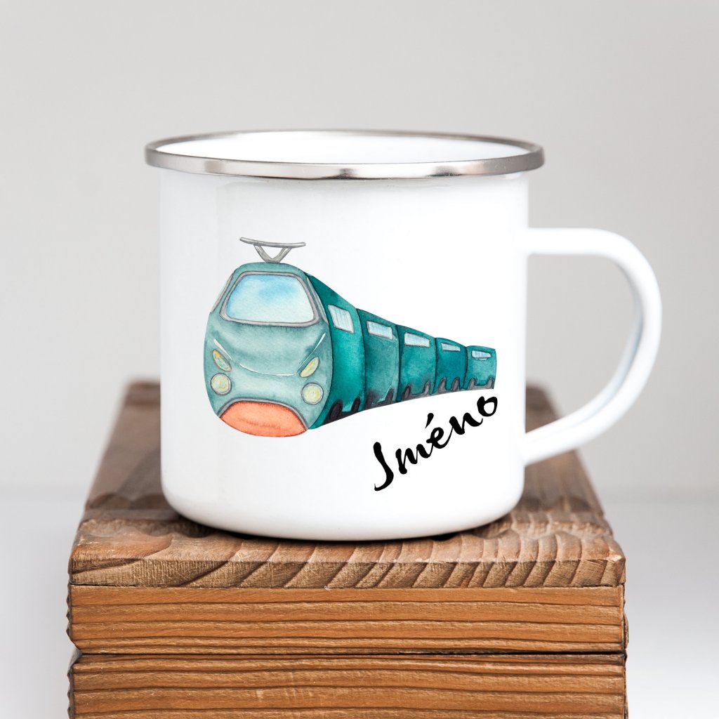 Personalized Enamel Mug Train Multi Colors Rim