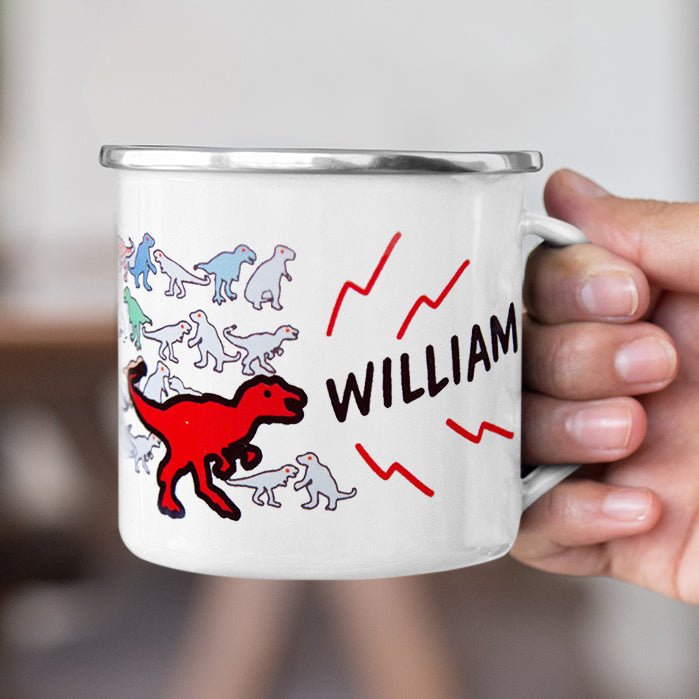 Personalized Multi Colors Rim Enamel Dinosaur Kids Mug | 22112814