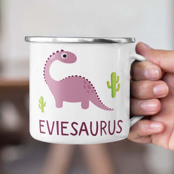 Personalized Multi Colors Rim Enamel Dinosaur Kids Mug | 22112817