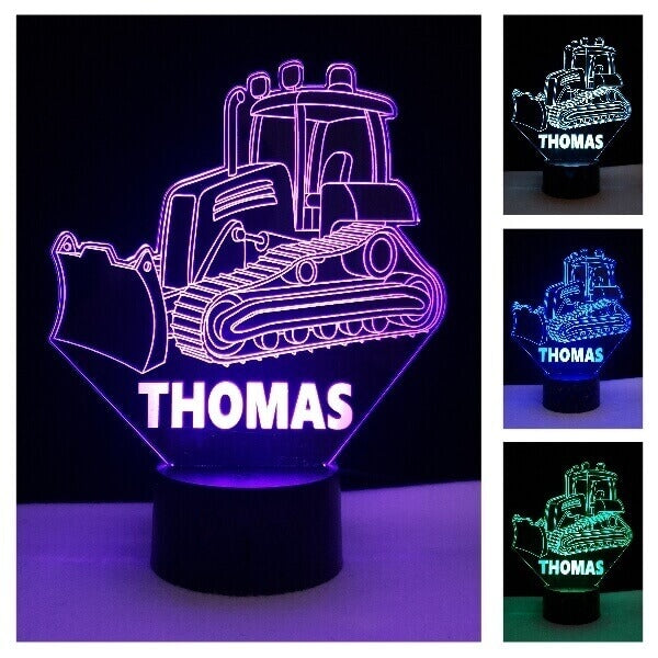 Personalized 7/16 Color Changing Night Light Bulldozer