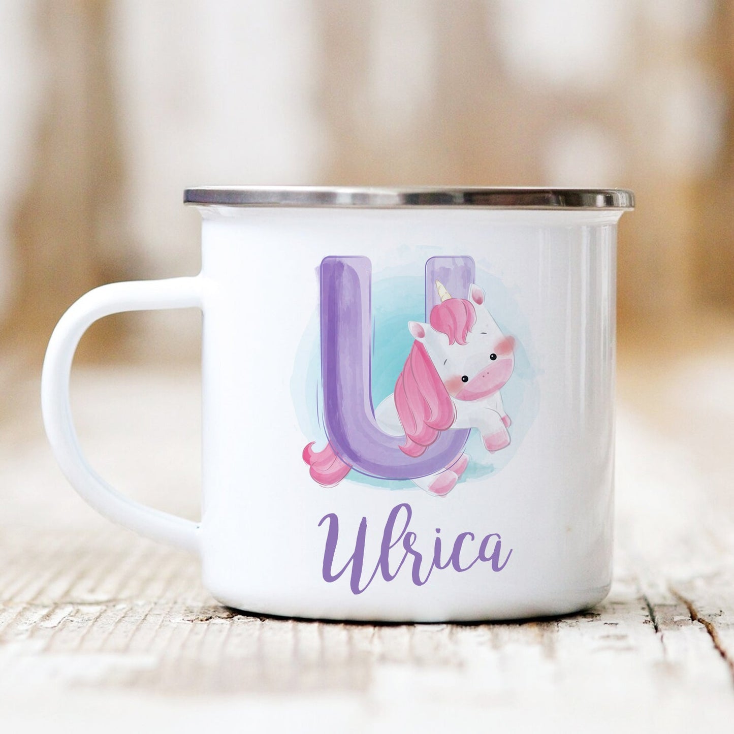 Personalized Alphabet Animal Enamel Mugs