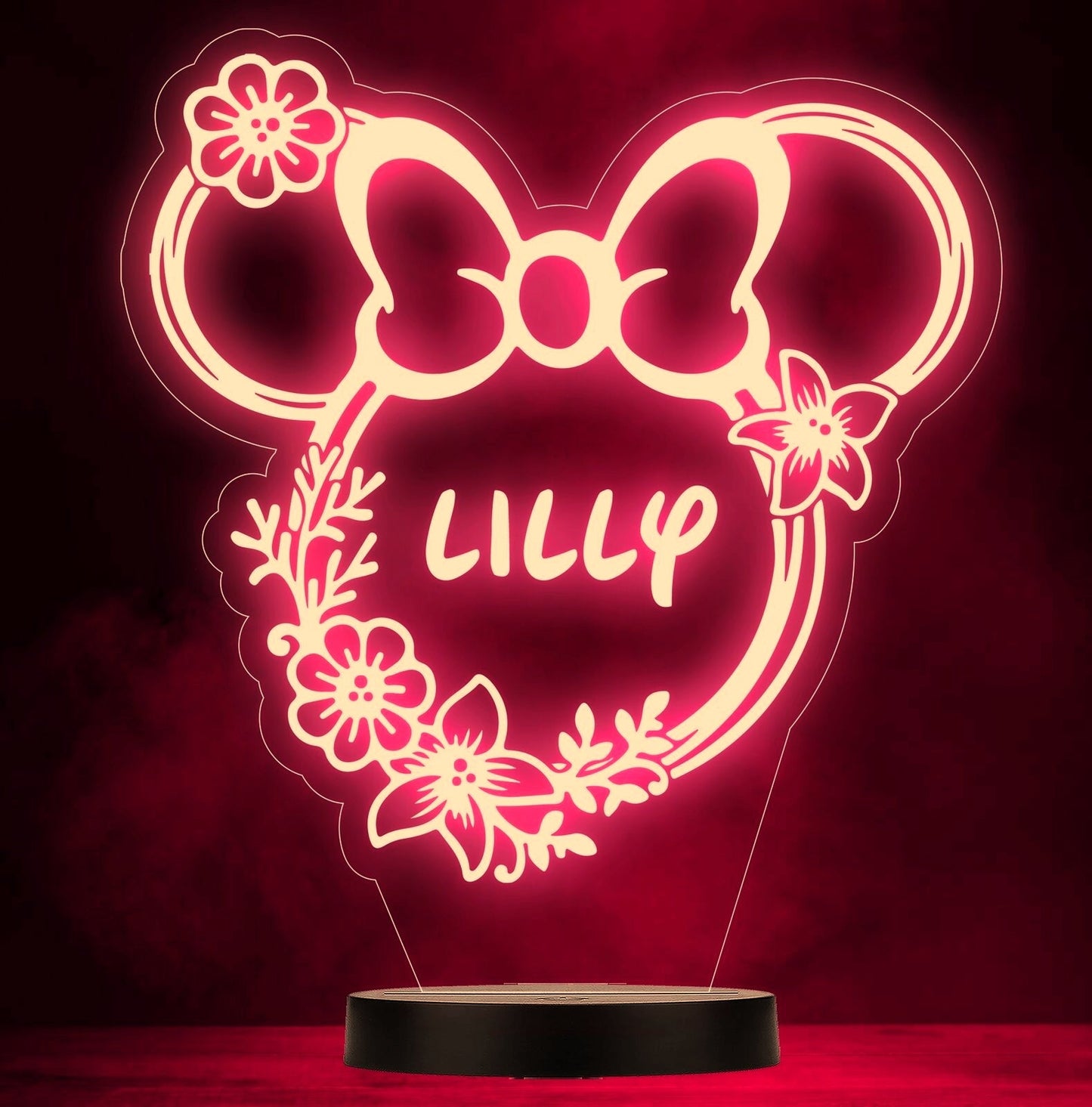 Personalised Minnie Mouse Colour Change Light LED Bedroom Night Light Boys Girls
