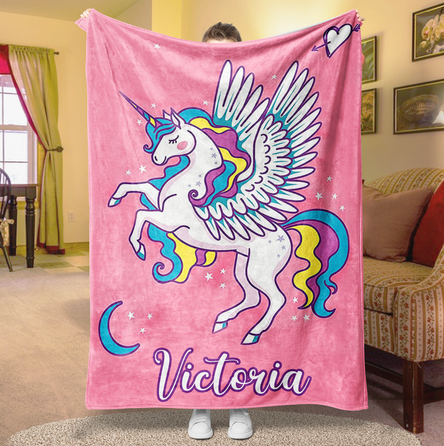 Personalized Magical Unicorn Angel Fleece Blanket