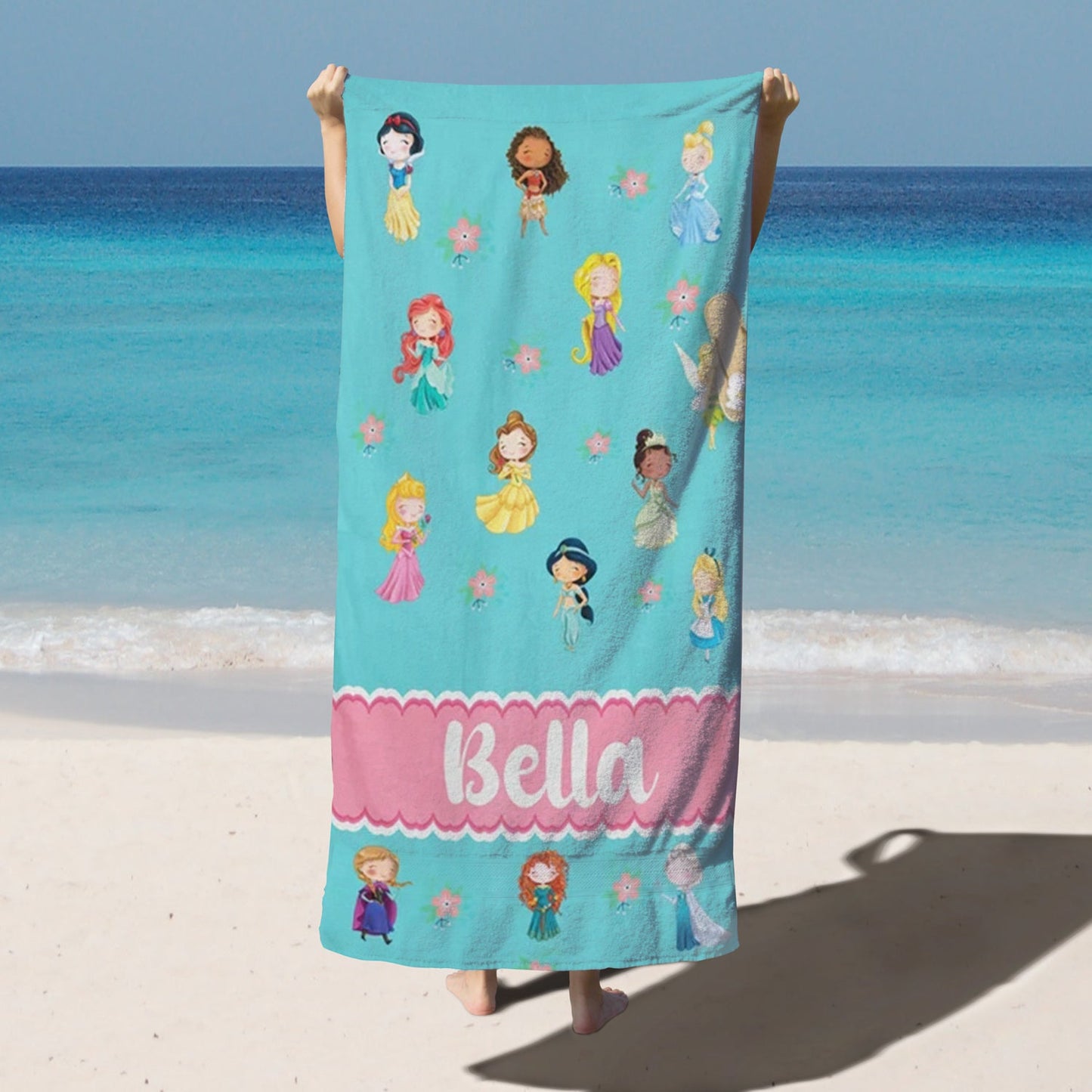 Personalized Kids Microfiber Beach Towel Cartoon Princess