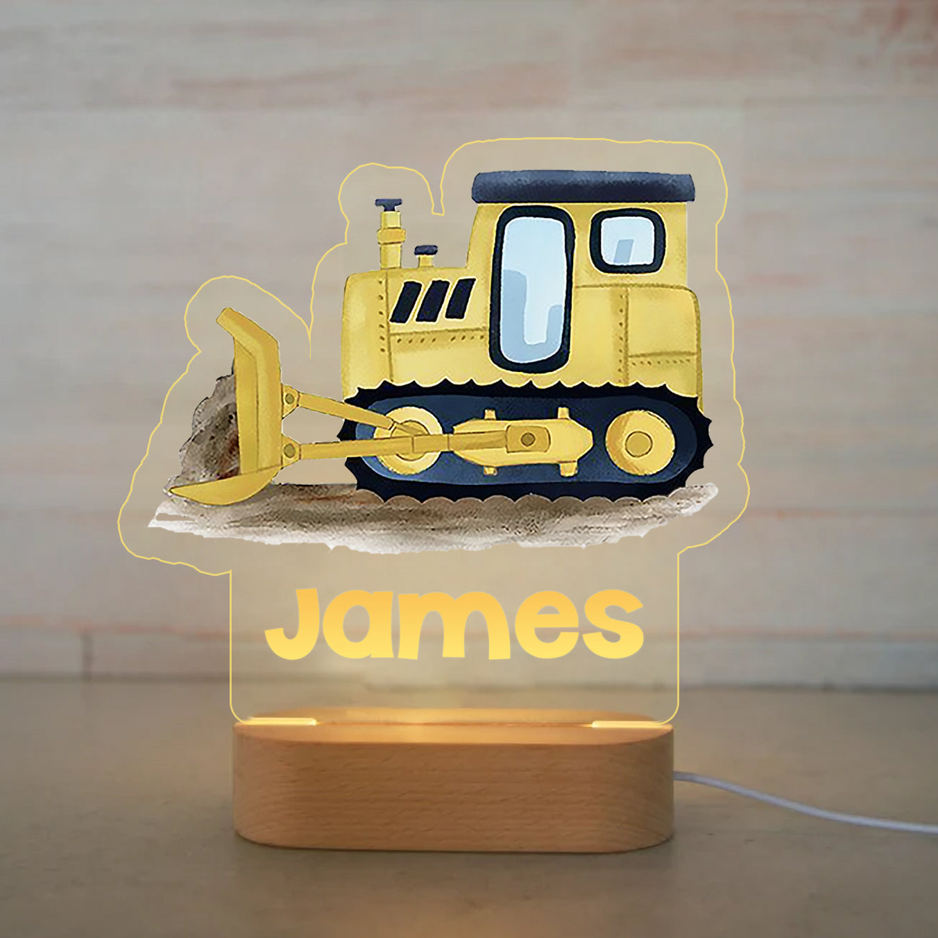 Personalized Cartoon Wood-base Night Light with LED Lighting for Children -I31