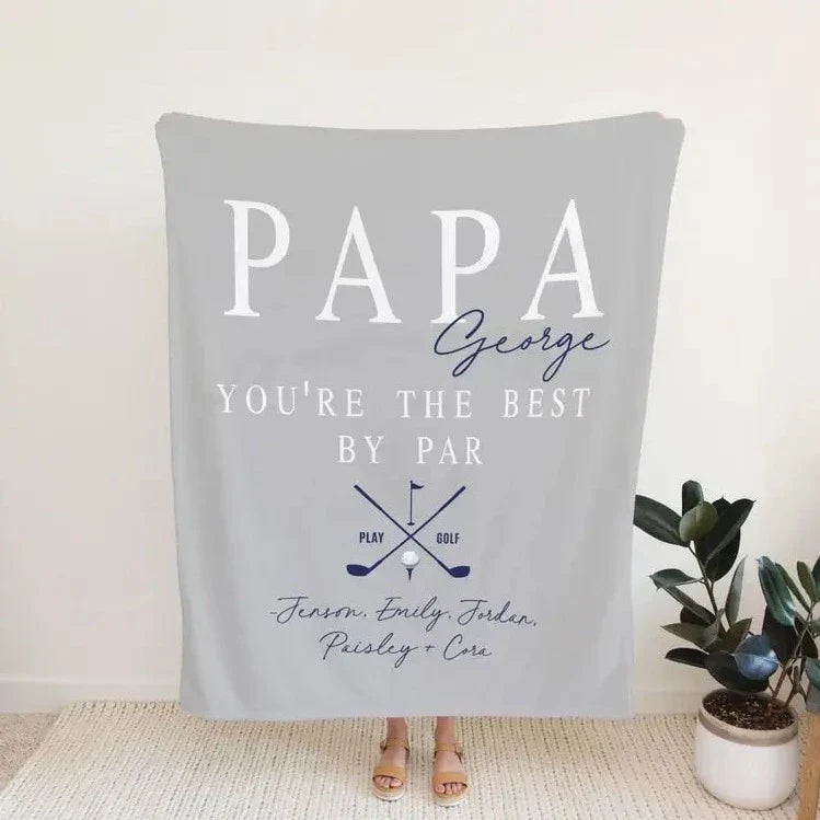Personalized Fathers Day Blanket Golf