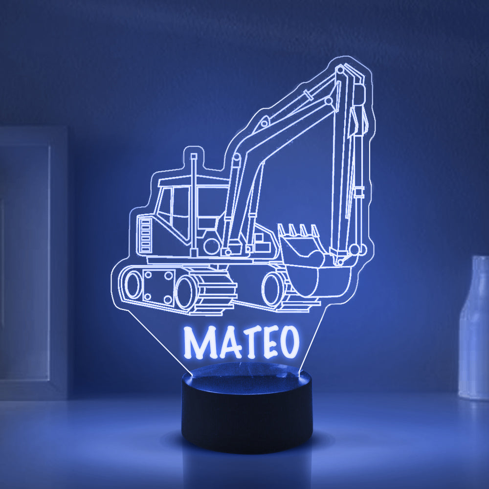 Personalized 7/16 Colors Changing Led Night Light Exacvator Construction