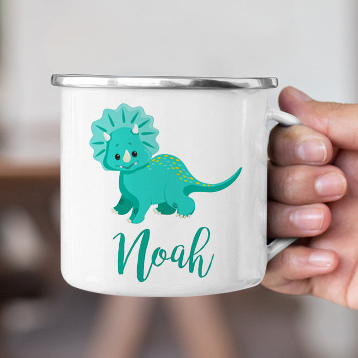 Personalized Multi Colors Rim Enamel Dinosaur Kids Mug | 22112806