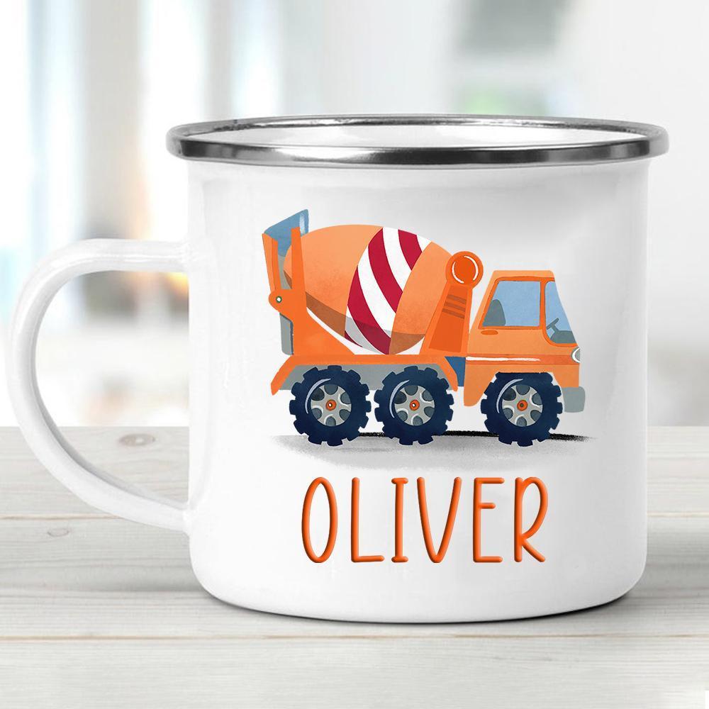 Personalized Enamel Mug Cement Truck Multi Colors Rim