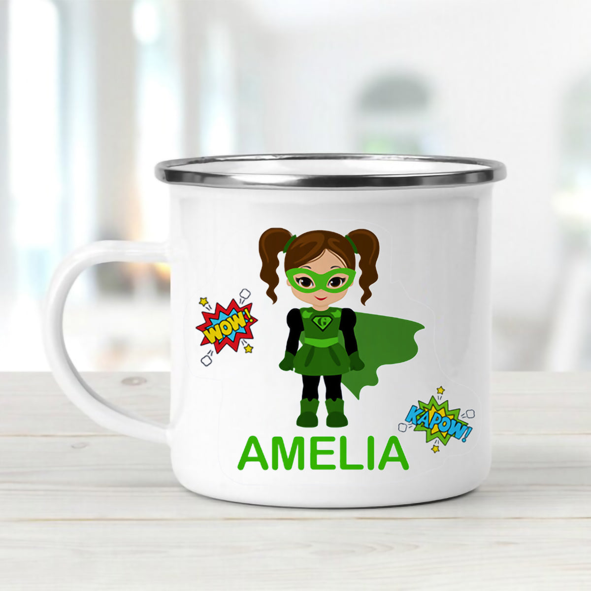 Personalized Super Hero Enamel Mug