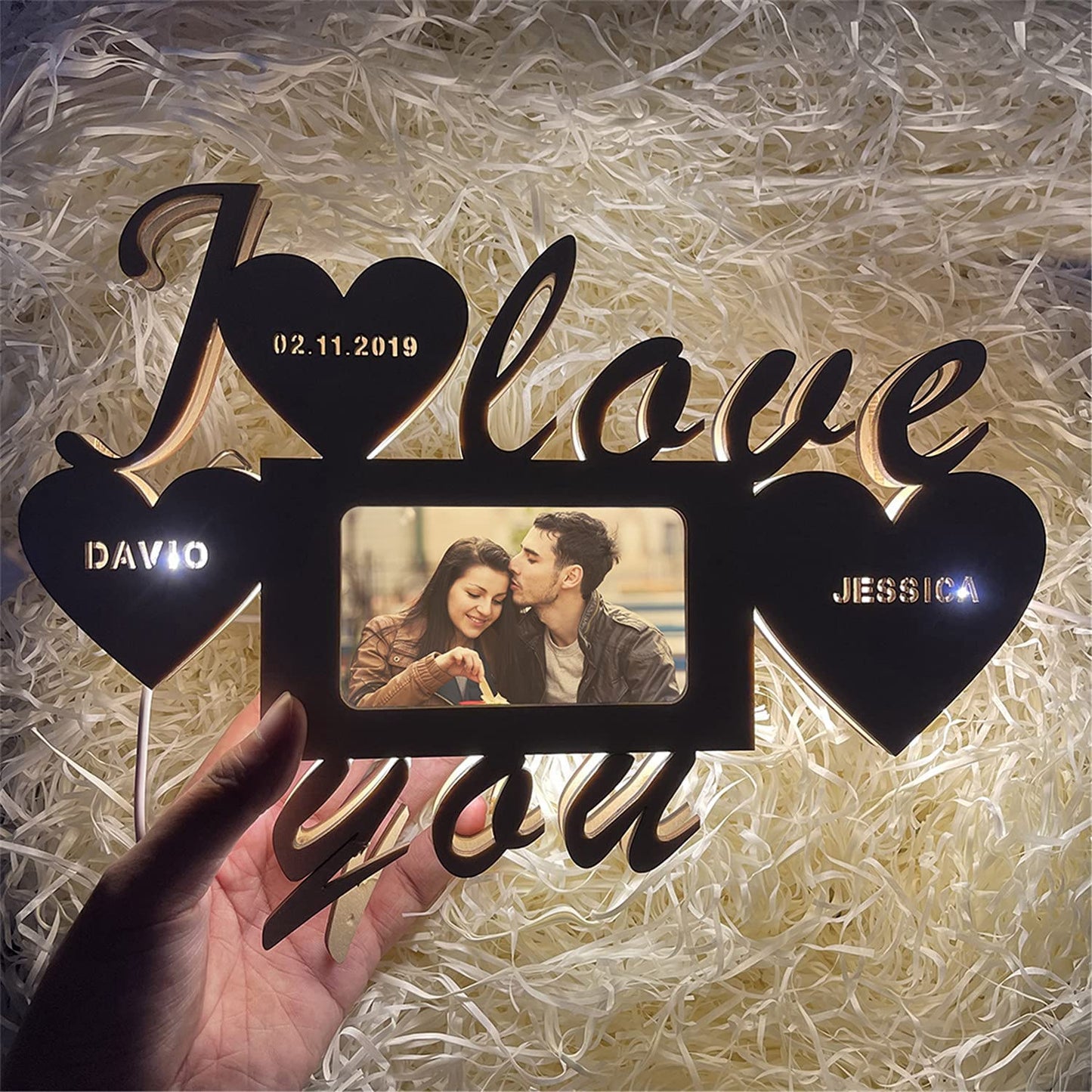 Personalized Photo Wall Wood LED Night