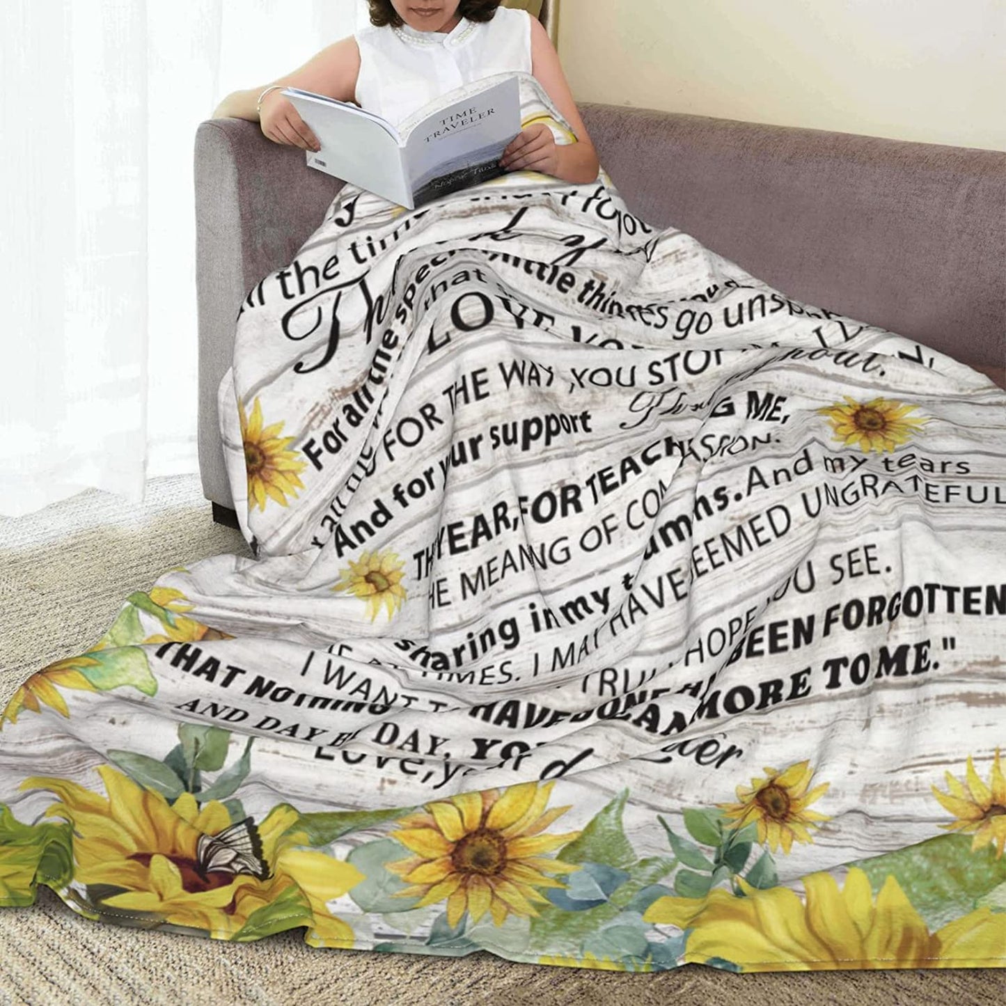 Personalized Mom/Nana/Auntie Blanket With Sunflower