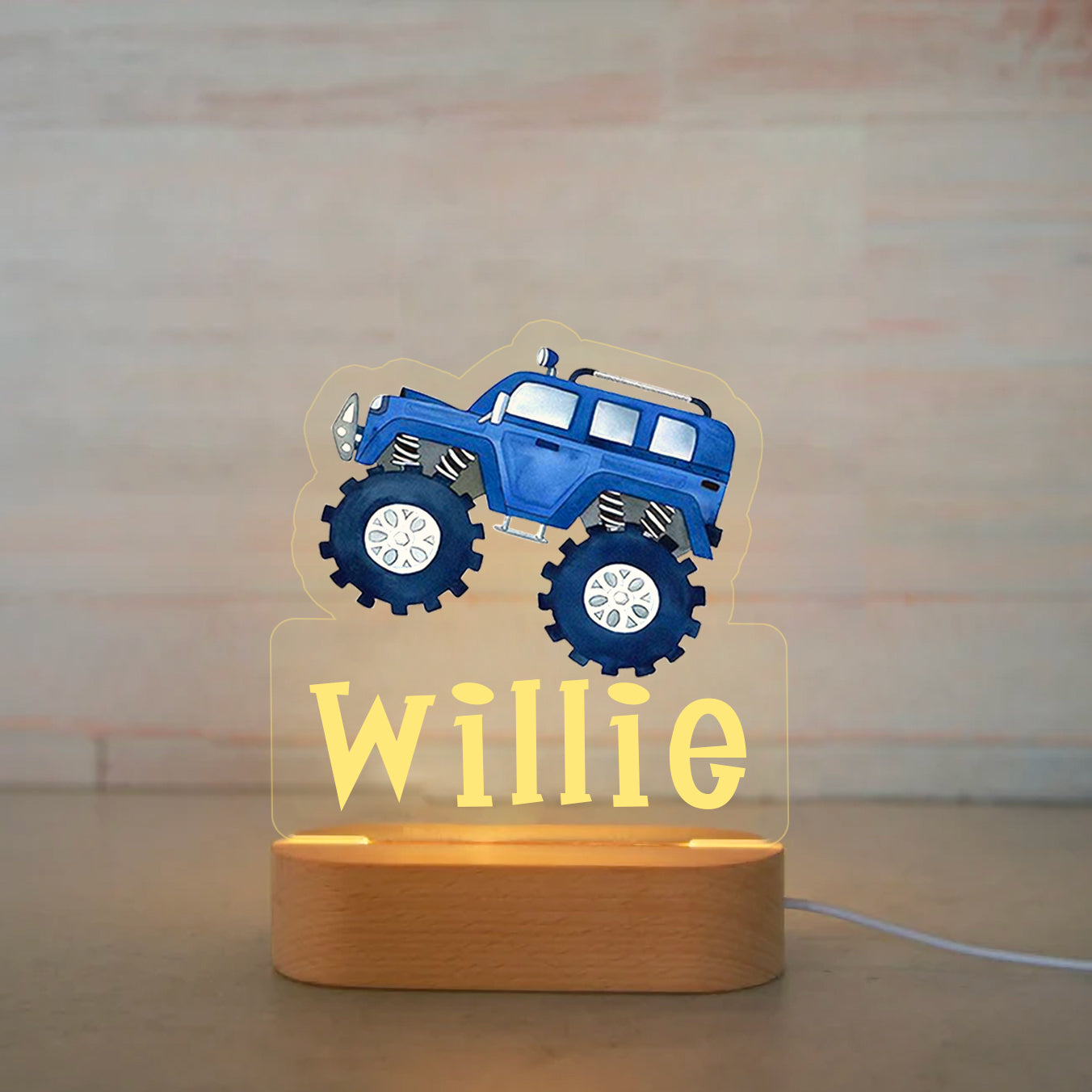Personalized Cartoon Wood-base Night Light with LED Lighting for Children -I28 Car