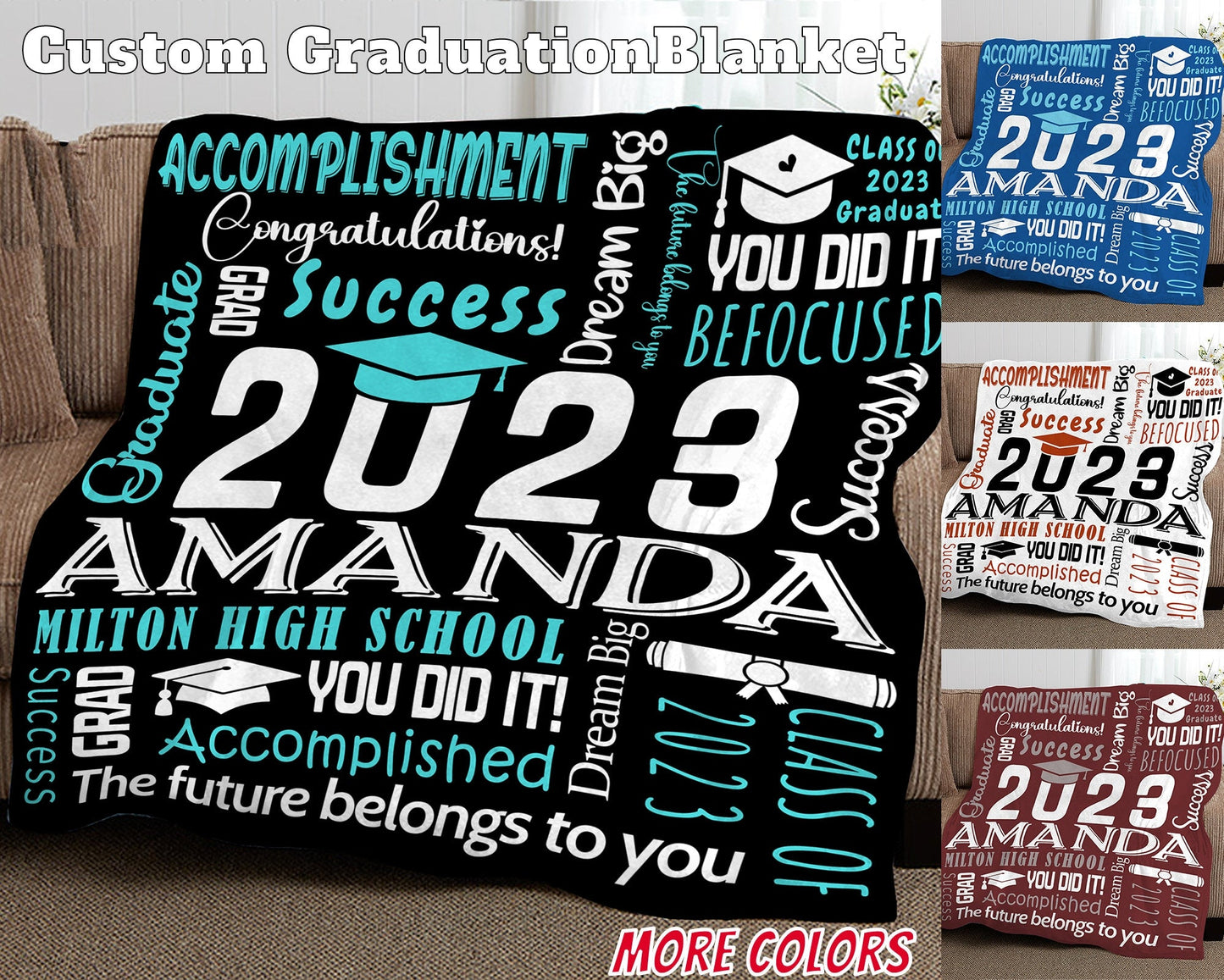 Personalized Graduation Blanket Words Art
