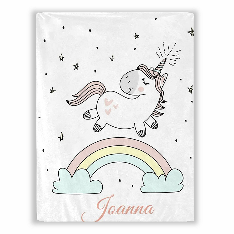 Custom Cute Closed Eyes Unicorn Name Blanket
