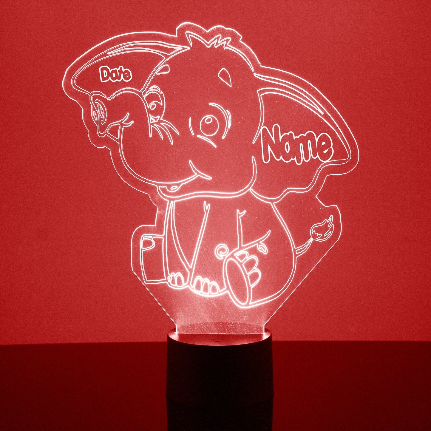 Personalized Elephant Night Lights with Name 7/16 Colors Changing LED Lamp Boys Girls Bedroom NL3020