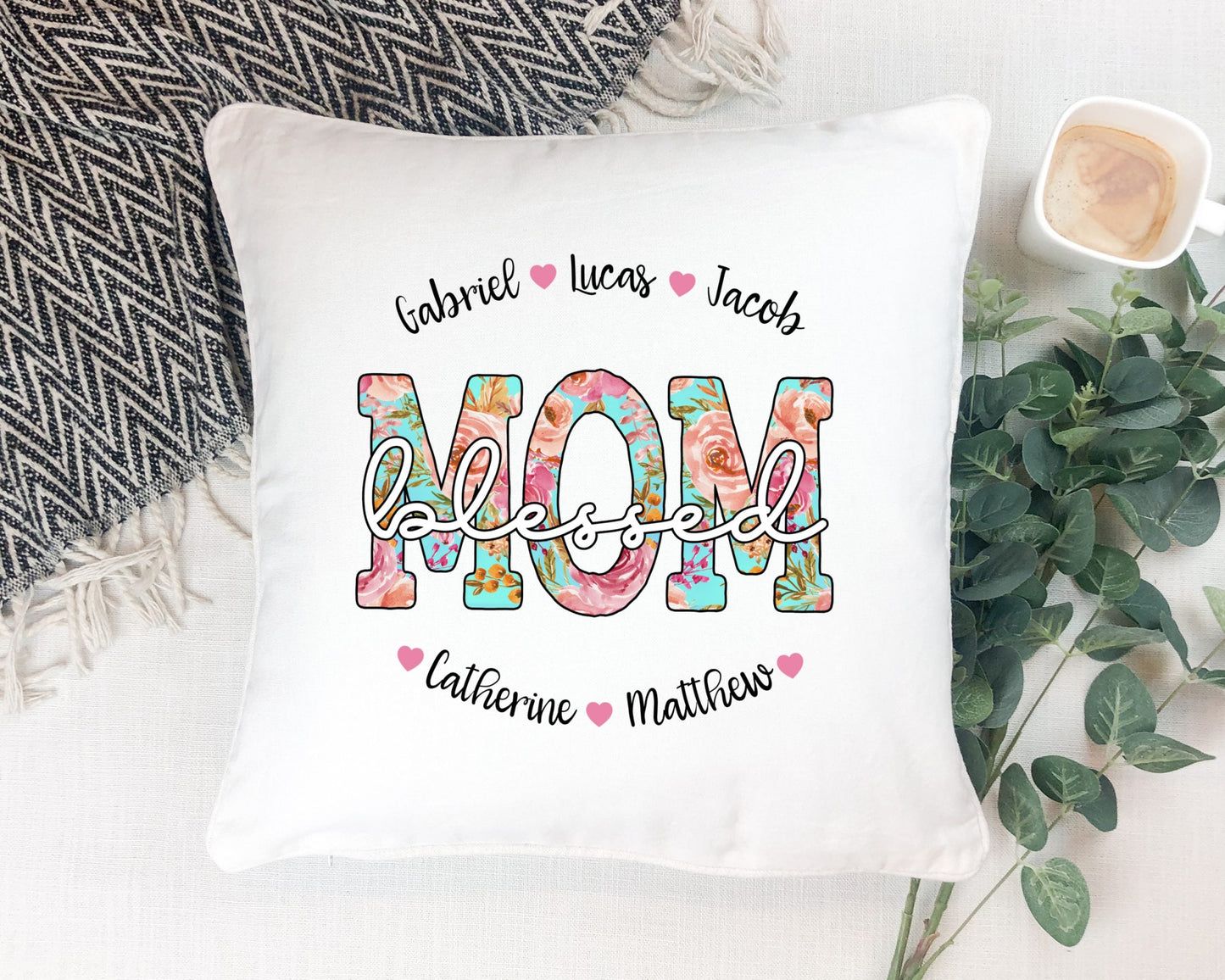 Personalized Blessed Mom Grandma Nana Name Pillow