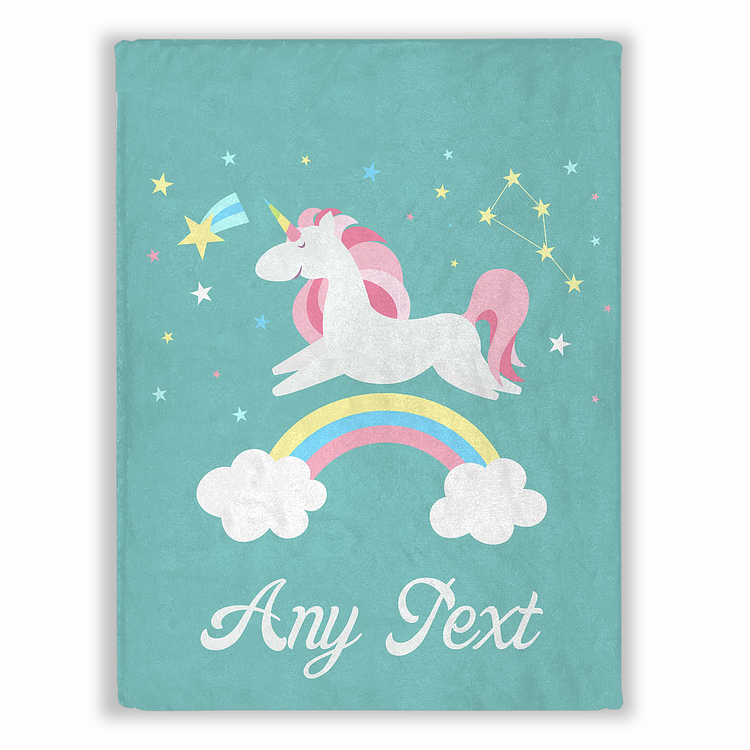 Custom Cute Closed Eyes Unicorn Blanket With Name Rainbow