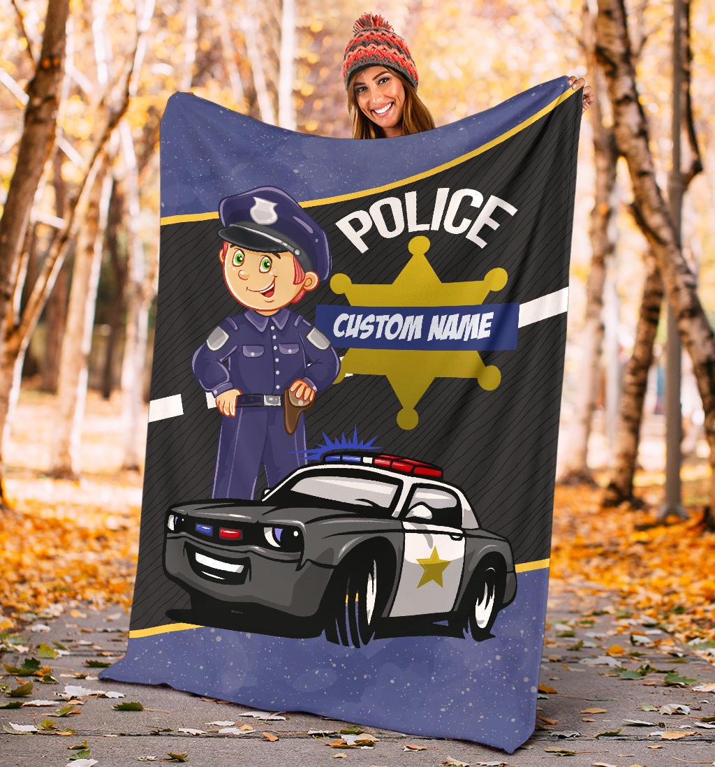 Personalized Name Fleece Police Car Blanket 112405