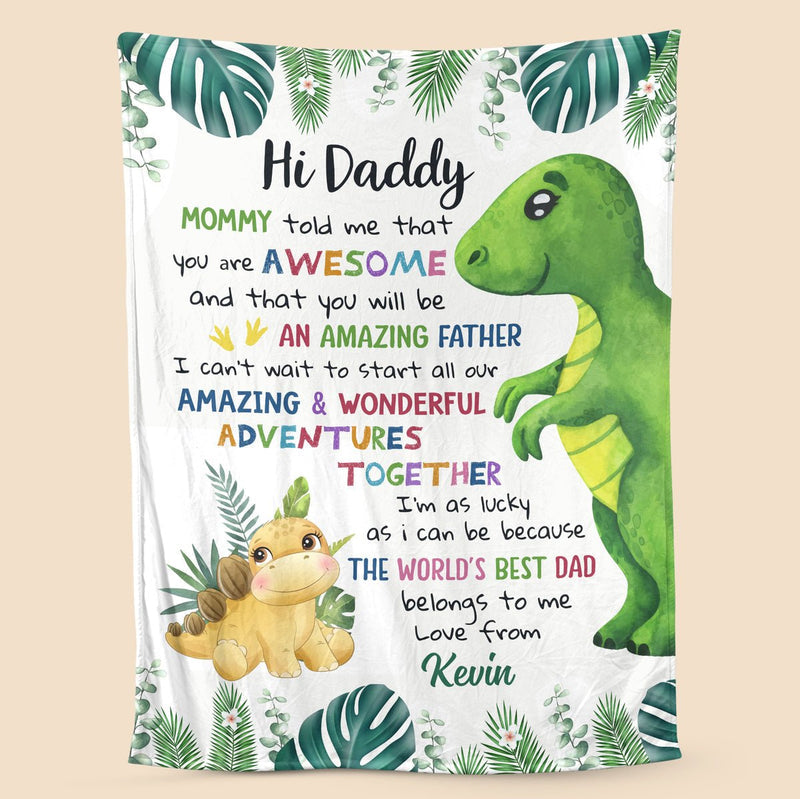 Personalized Fathers Day Blanket Dinosaur Theme