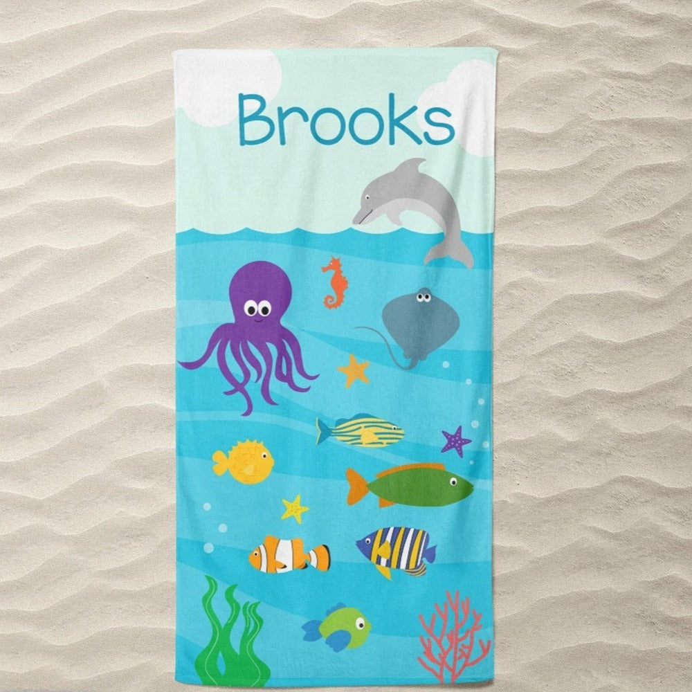 Personalized Kids Beach Towel Ocean