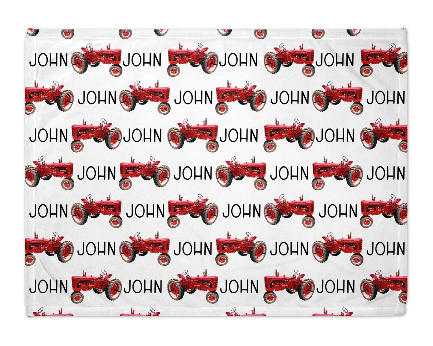 Personalized Minky Swaddle Blanket Tractor Red