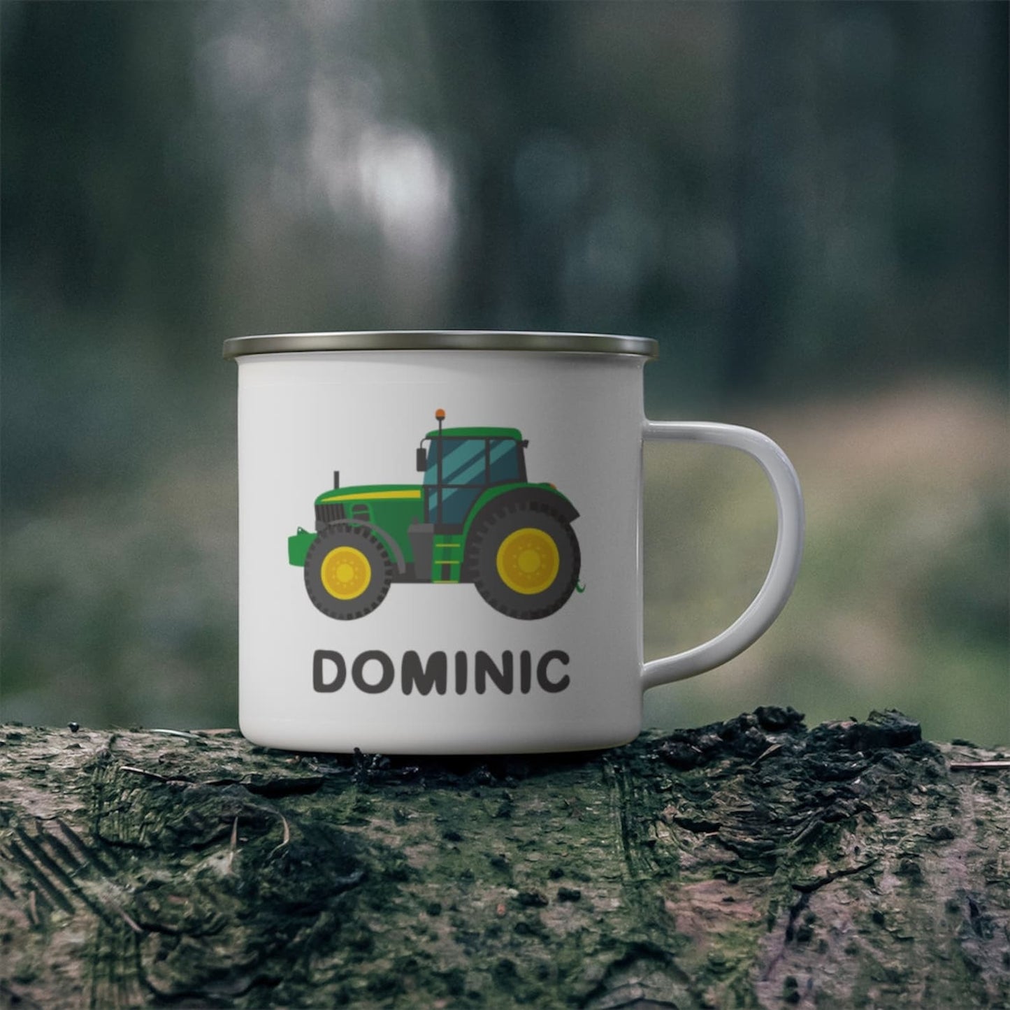Personalized Enamel Tractor Kids Mug