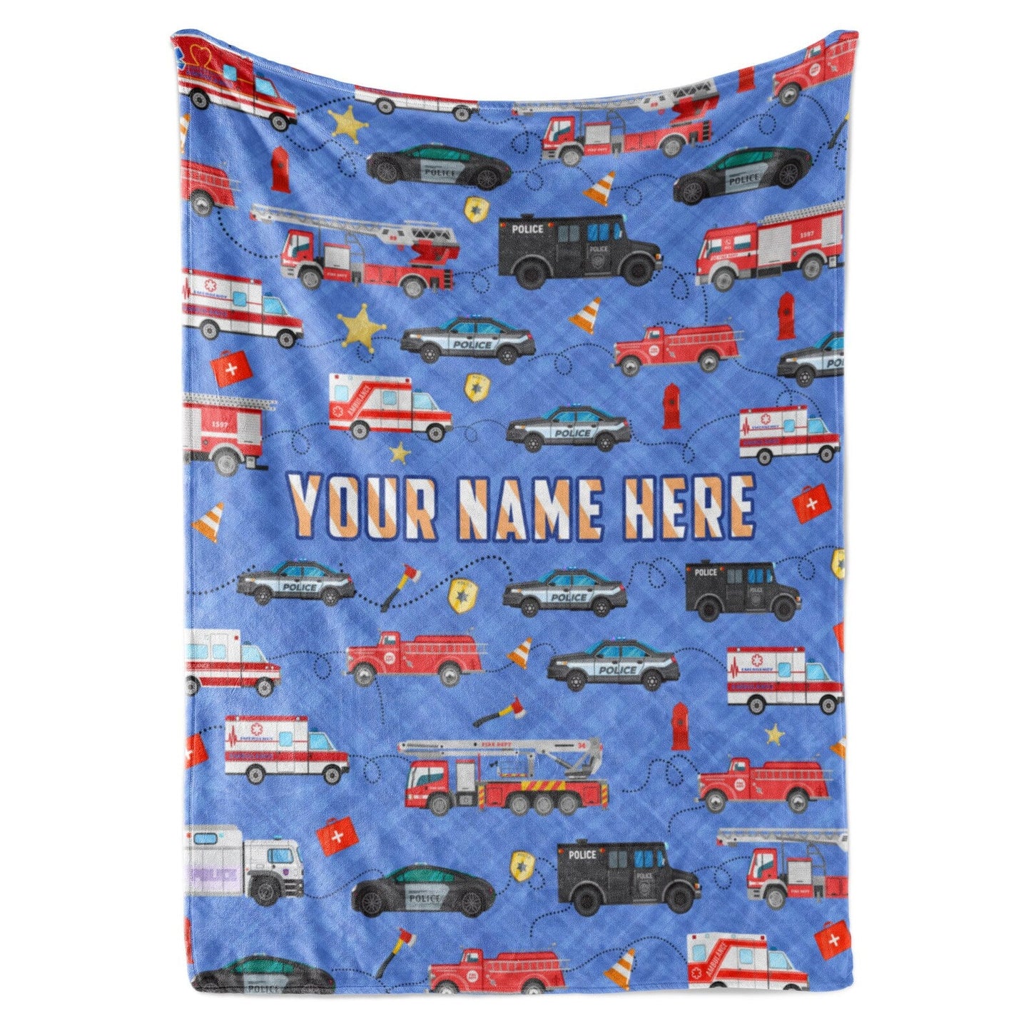 Personalized Minky Swaddle Blanket Name Police Car