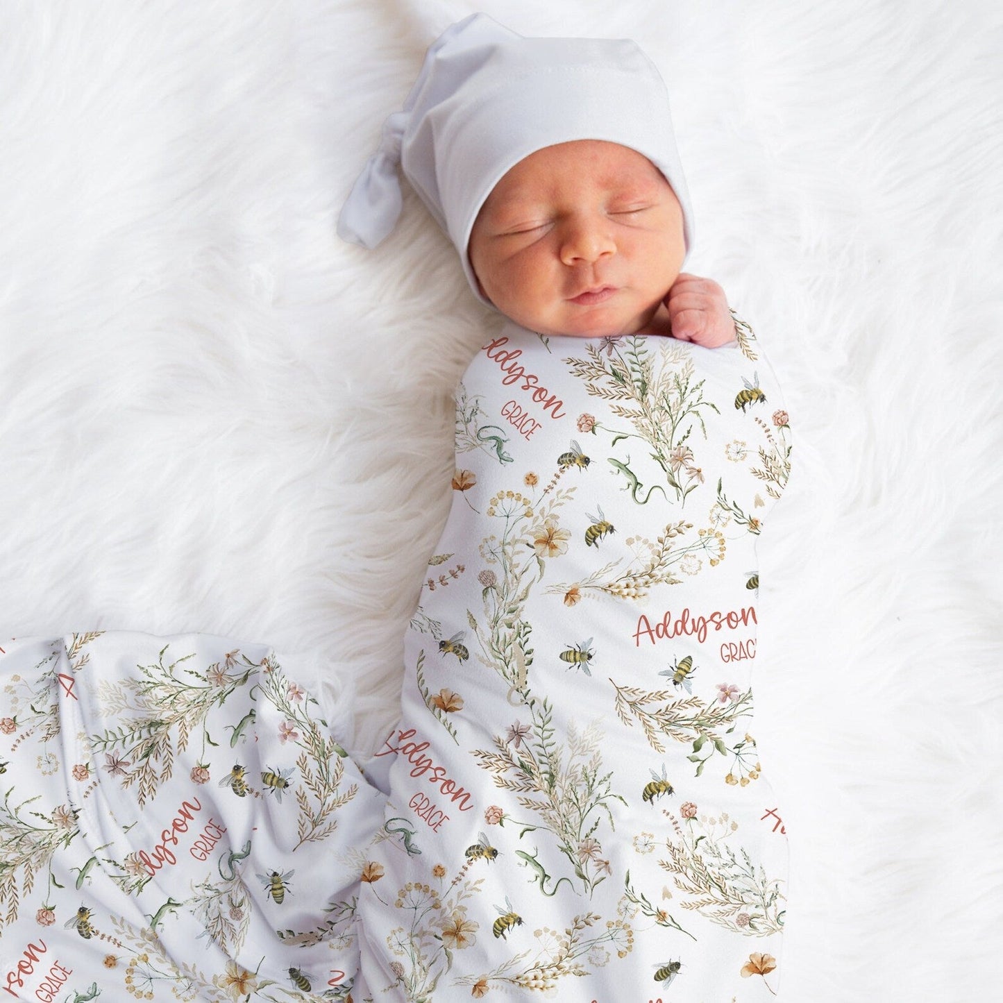 Personalized Name Art Fleece Blanket Bee