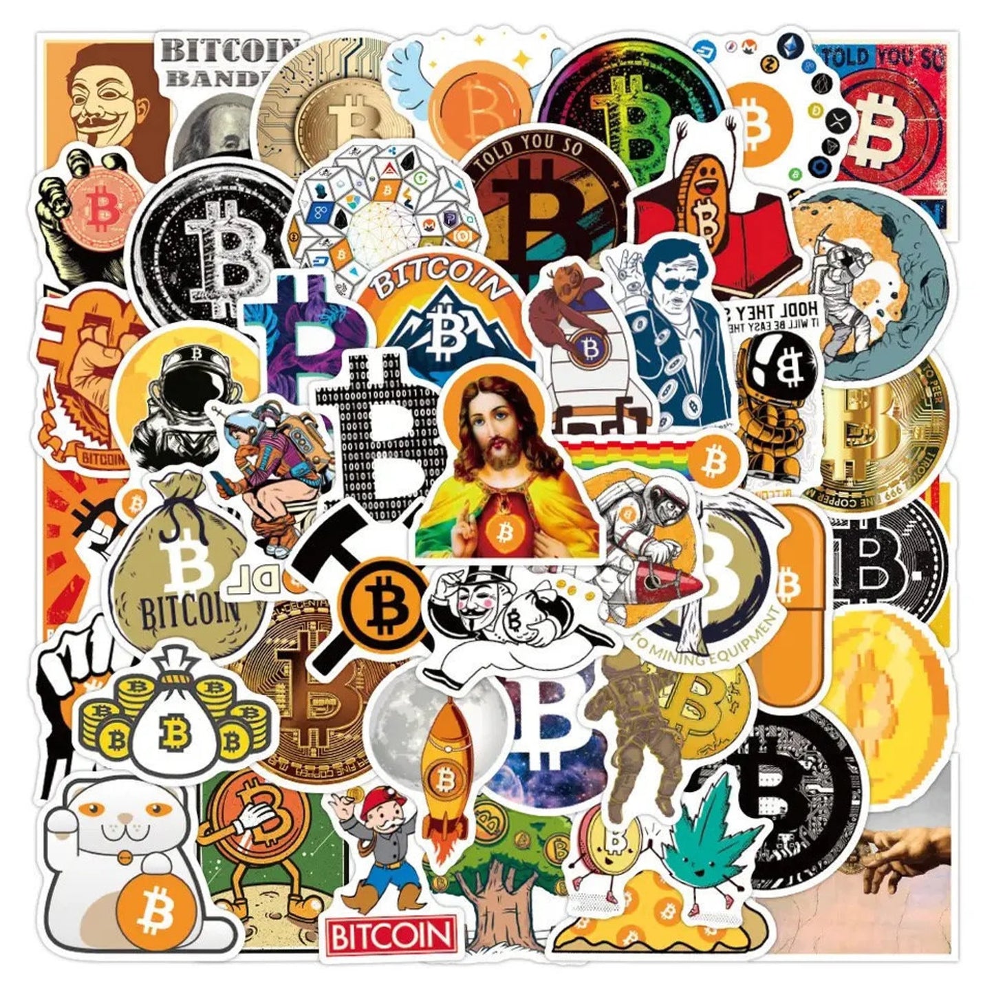 50 Piece Cryptocurrency & Bitcoin Stickers