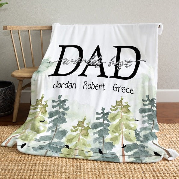 Personalized Fathers Day Blanket Forest