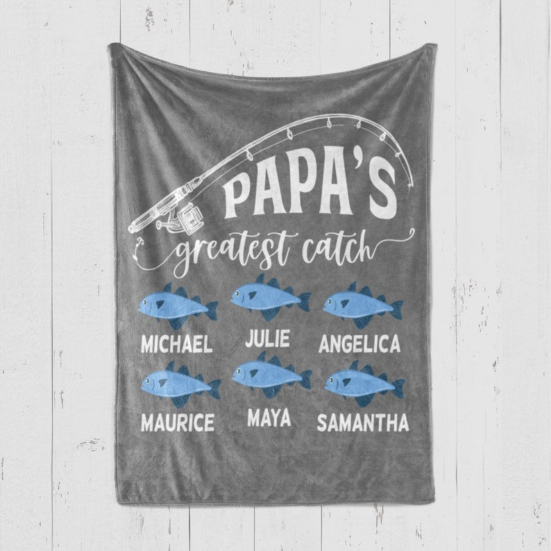 Personalized Fathers Day Blanket Fishing