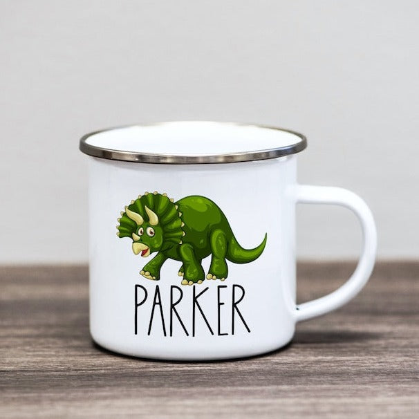 Personalized Enamel Dinosaur Mug Multi Styles