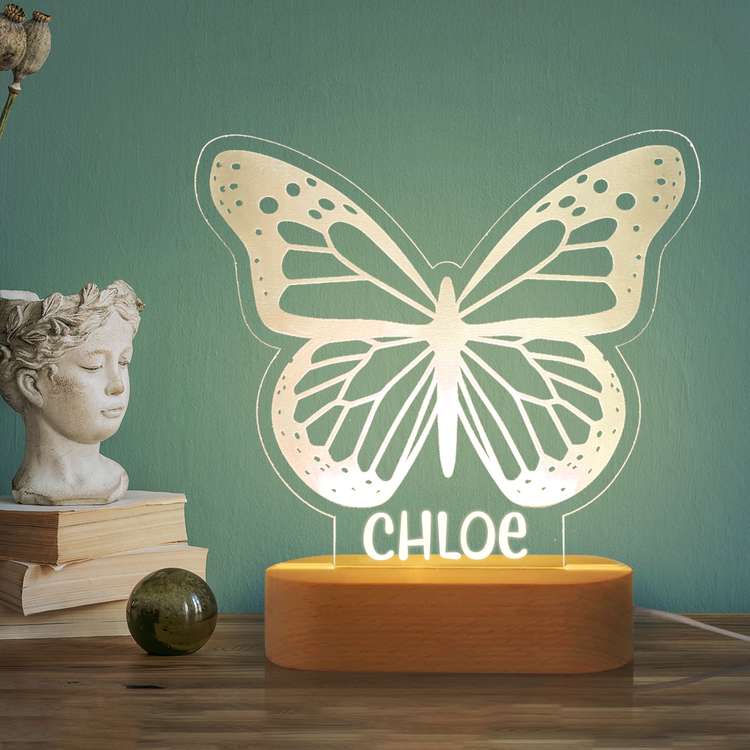 Personalized Butterfly Wood-base Night Light