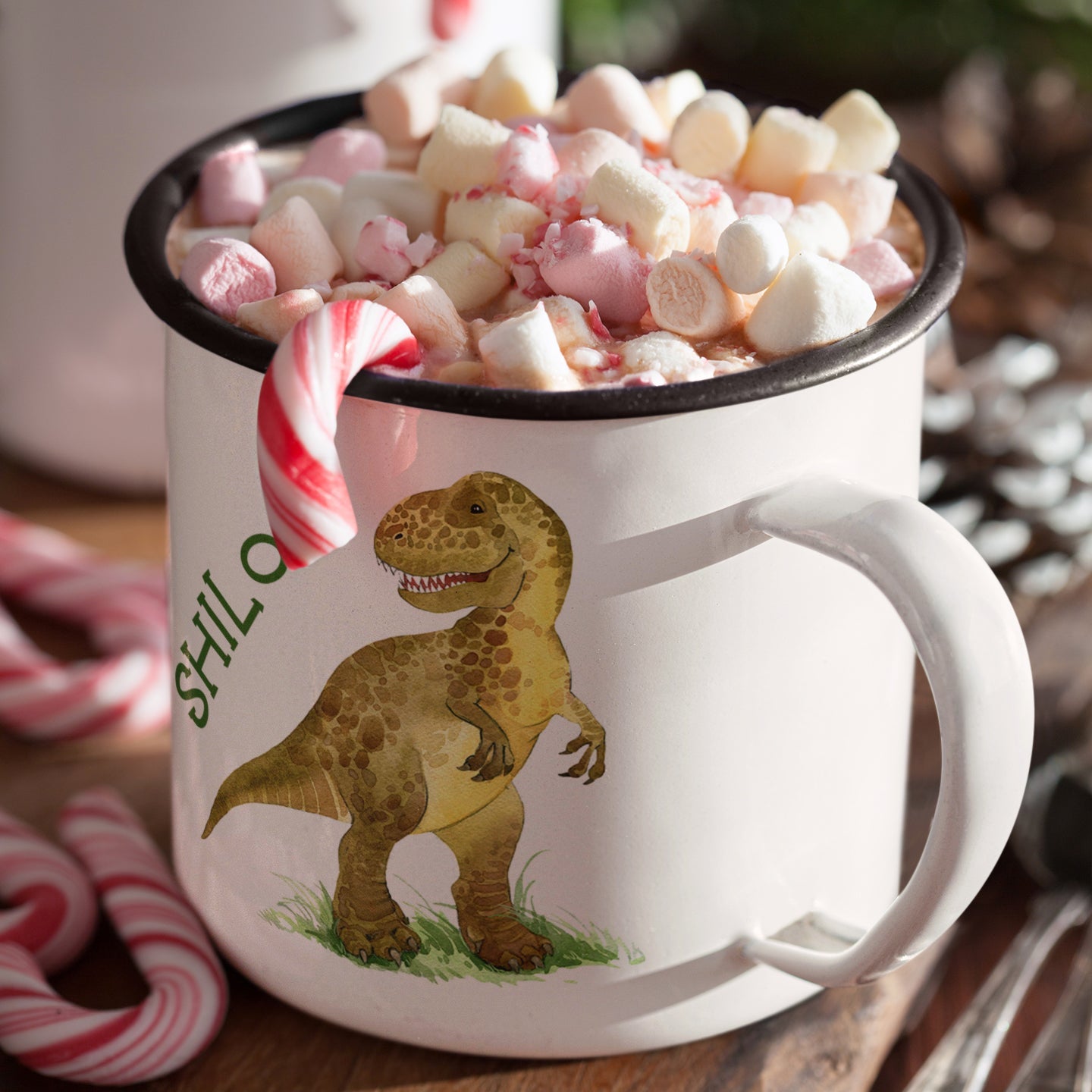 Personalized Multi Colors Rim Enamel Dinosaur Mug | 22112823