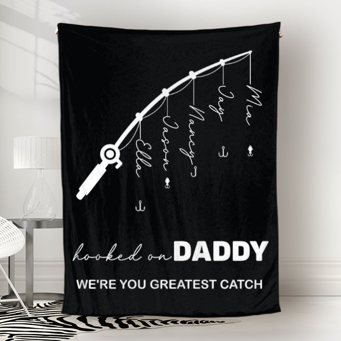 Personalized Fathers Day Blanket Hooked On