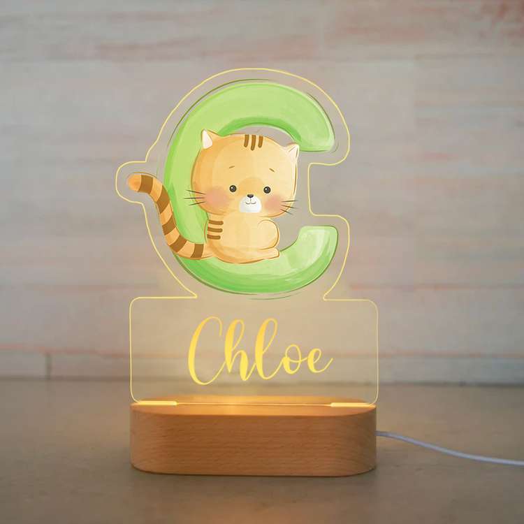 Personalized Animal Alphabet Light LED Bedroom Night Light Boys Girls
