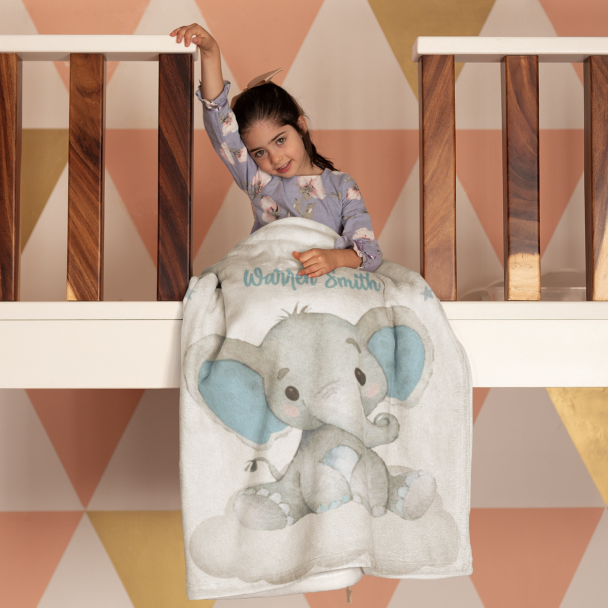 Personalized Elephant Blanket With Name IV01