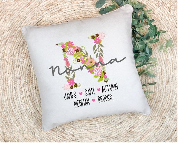 Personalized Mom Grandma Nana Pillow With Initial
