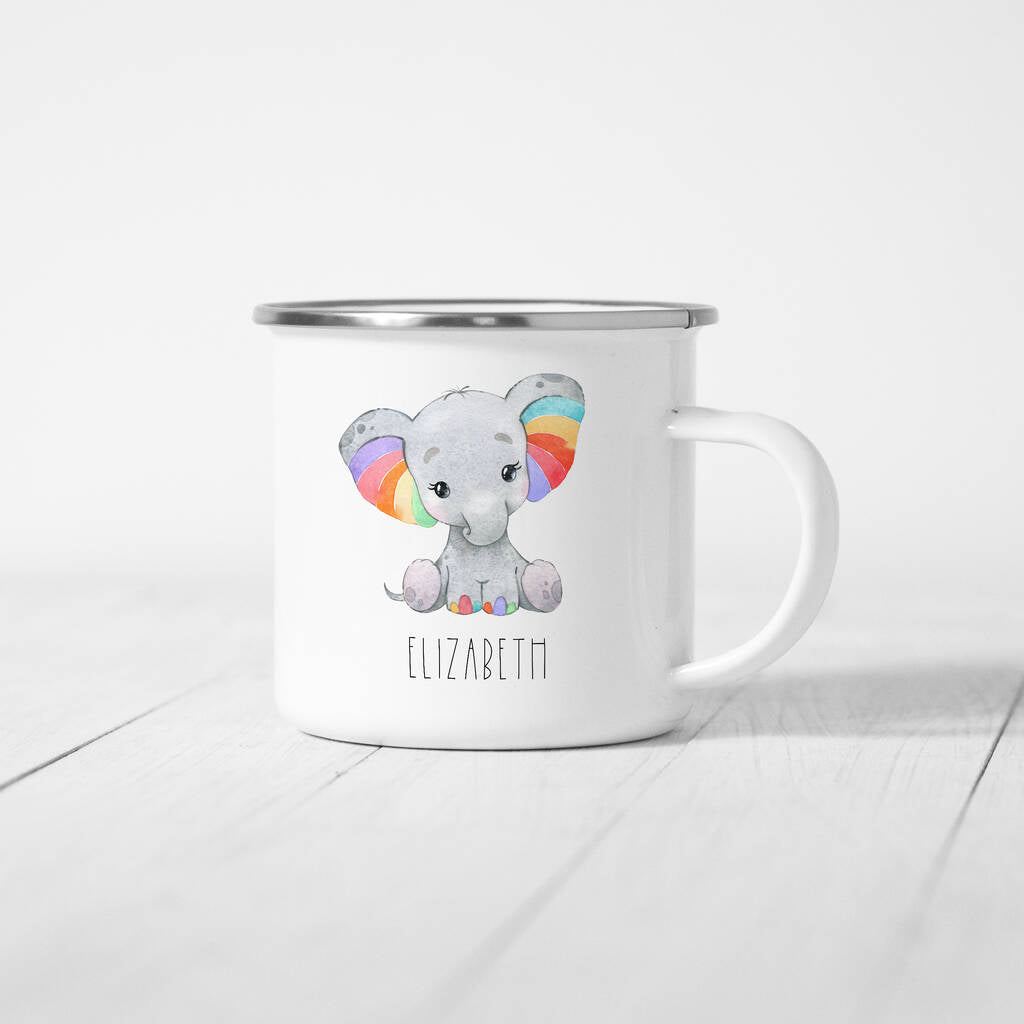 Personalized Enamel Elephant Kids Mug For Boys Girls | 22111801