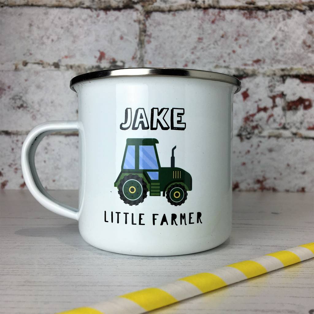 Personalized Enamel Farm Tracktor Theme Mug