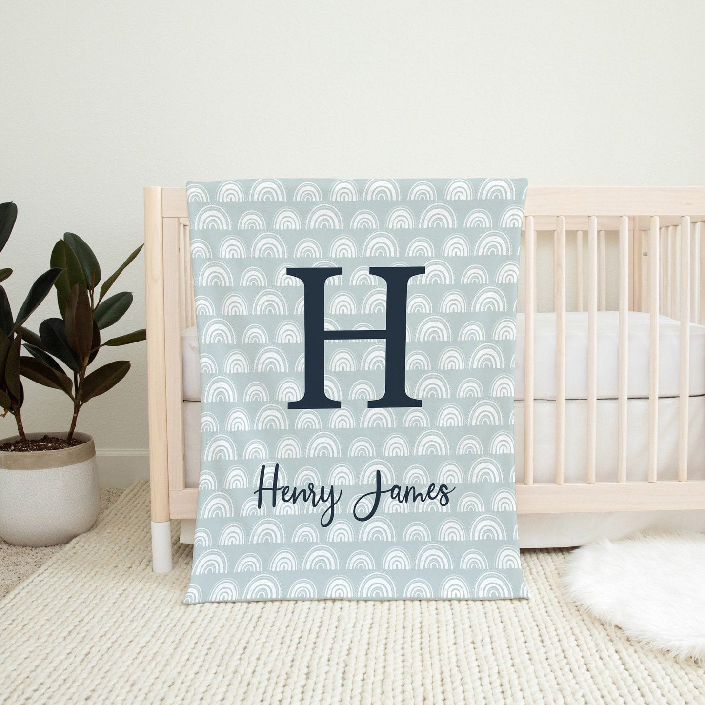 Personalized Fleece Swaddle Bedding Blanket Rainbow