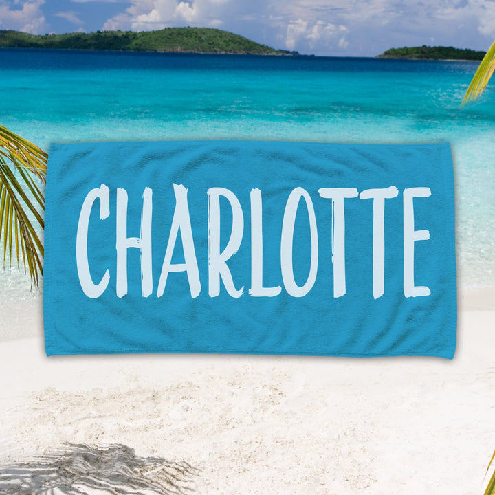 Personalized Beach Towel Simple Color With Name